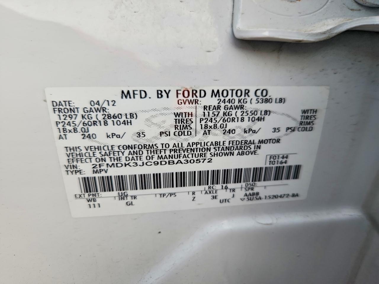 2013 FORD EDGE SEL photo 13