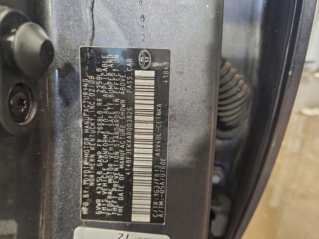 2010 TOYOTA CAMRY BASE photo 12