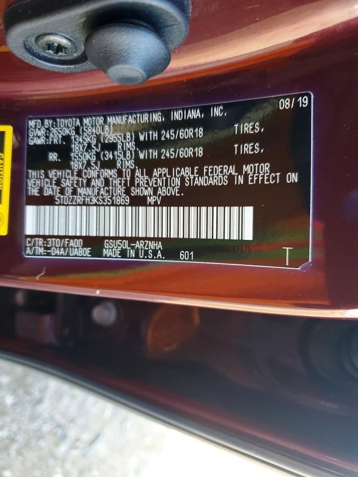 2019 TOYOTA HIGHLANDER LE photo 12