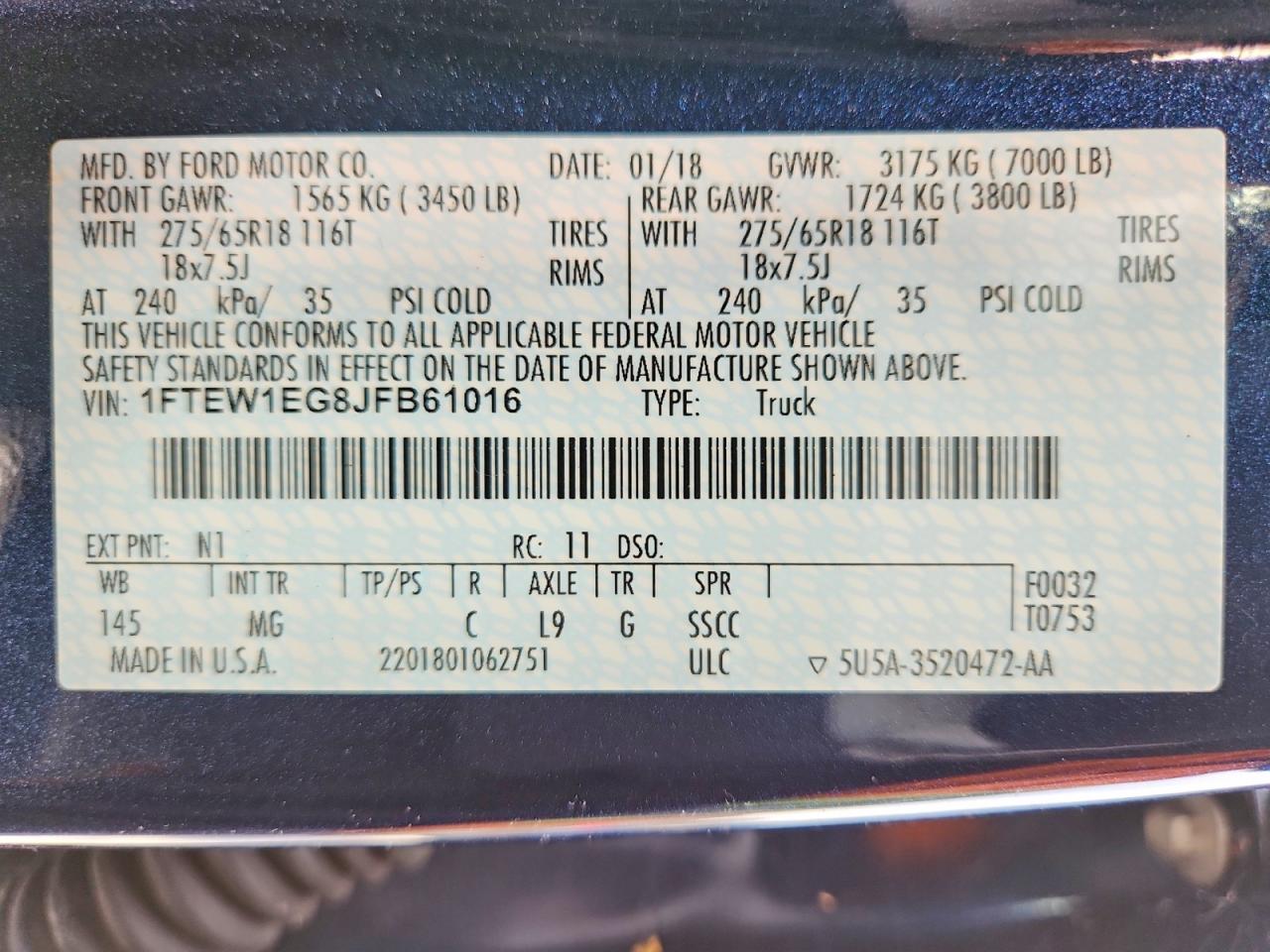2018 FORD F150 SUPERCREW photo 12