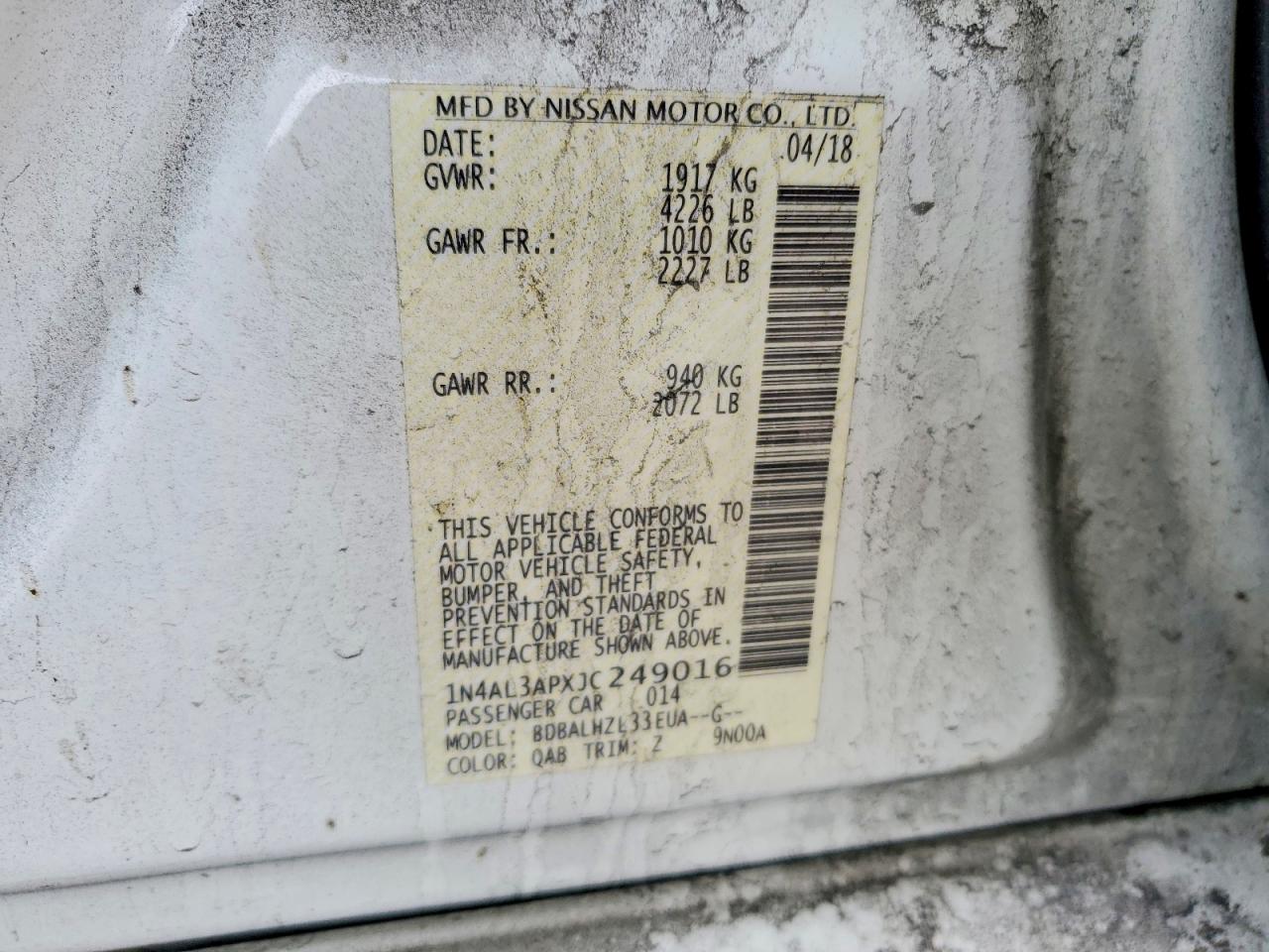 2018 NISSAN ALTIMA 2.5 photo 13