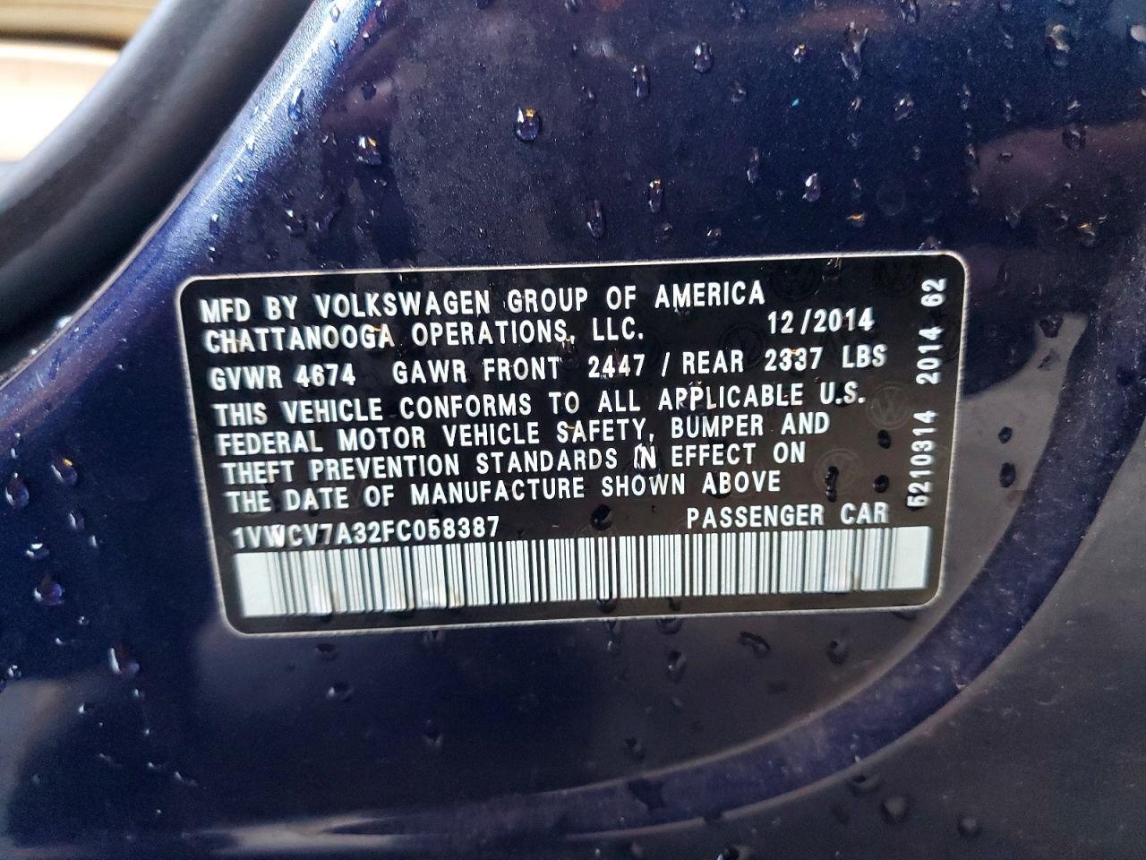 2015 VOLKSWAGEN PASSAT SEL photo 12