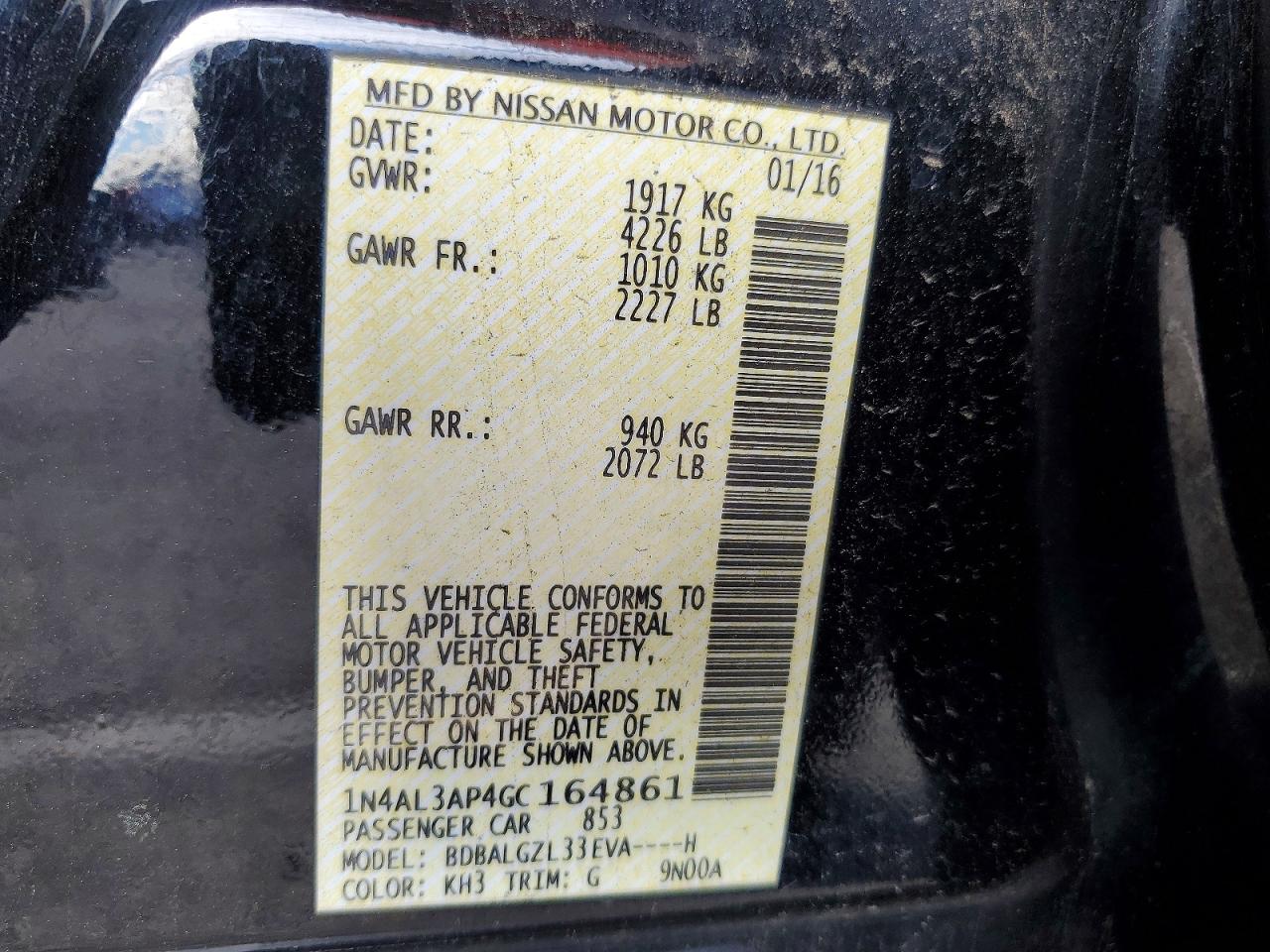 2016 NISSAN ALTIMA 2.5 photo 12