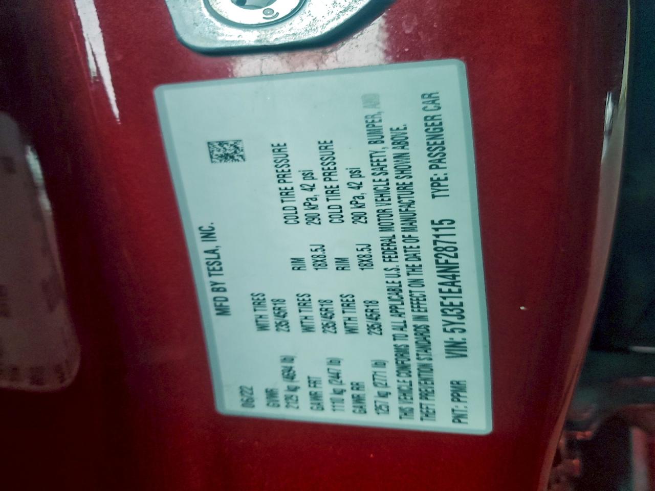 2022 TESLA MODEL 3 photo 12