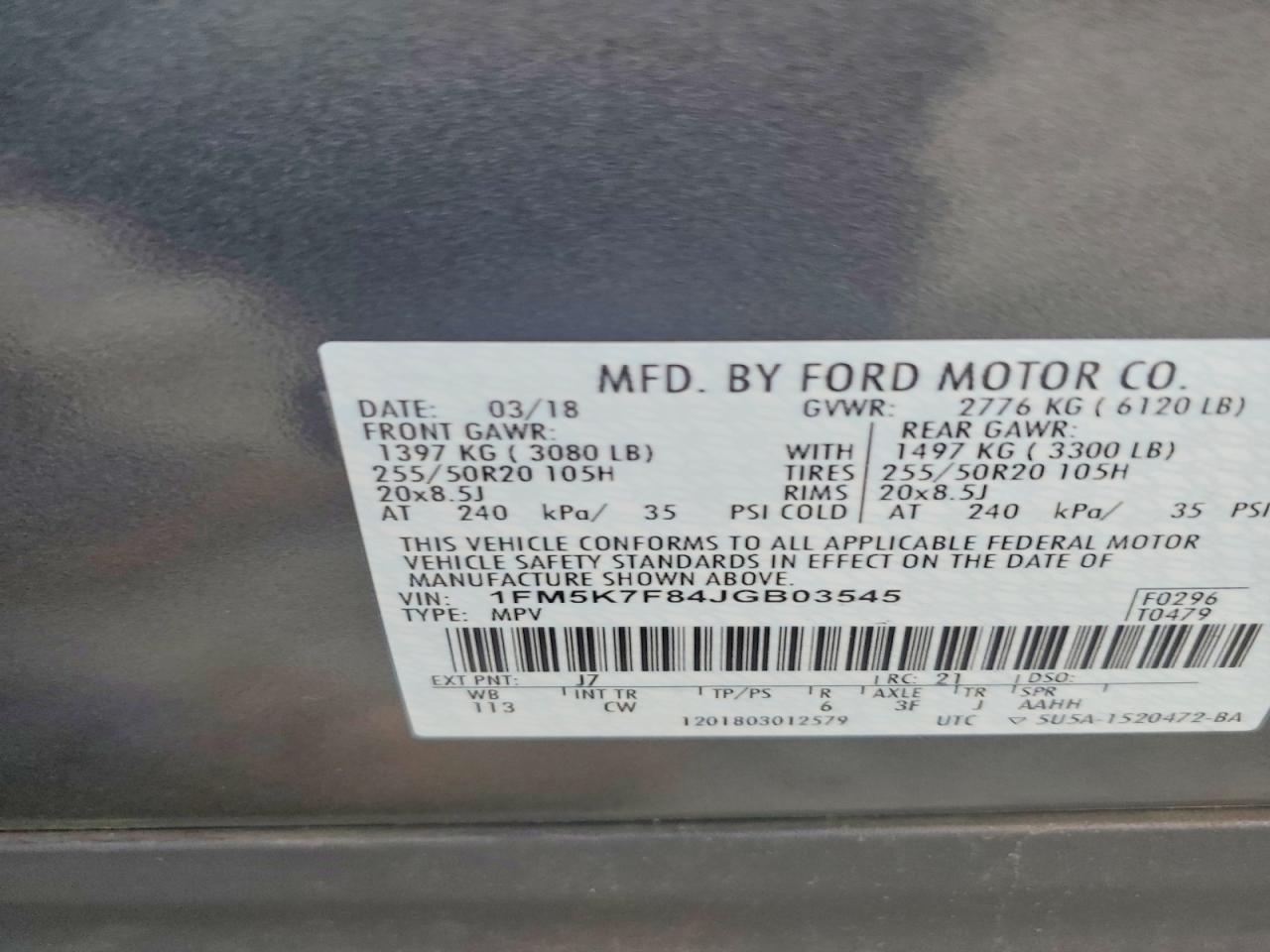 2018 FORD EXPLORER LIMITED photo 13