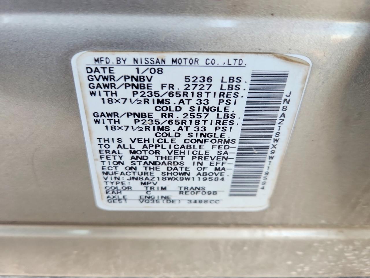 2009 NISSAN MURANO S photo 14