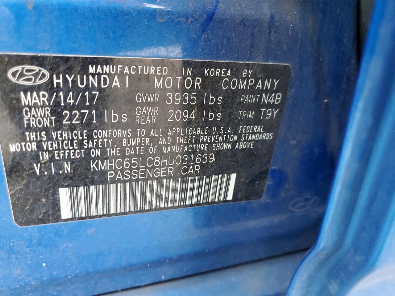 2017 HYUNDAI IONIQ BLUE photo 13