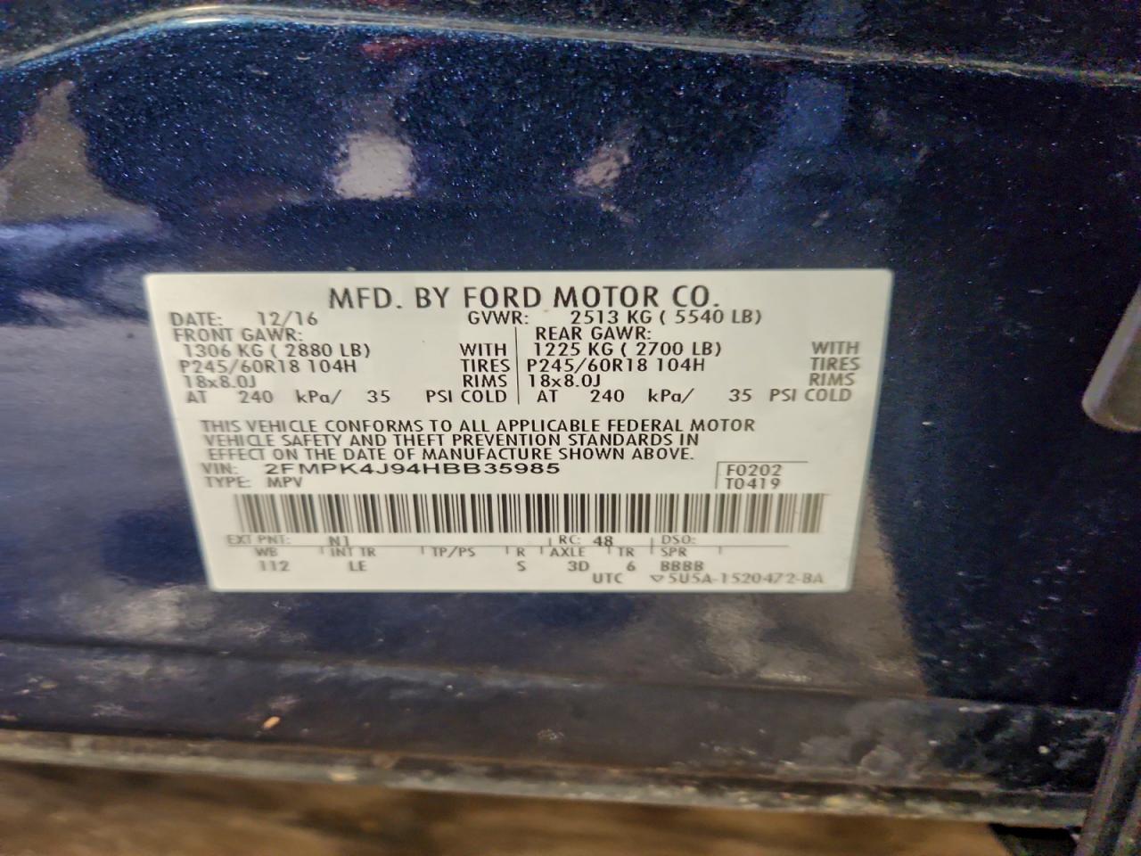 2017 FORD EDGE SEL photo 14