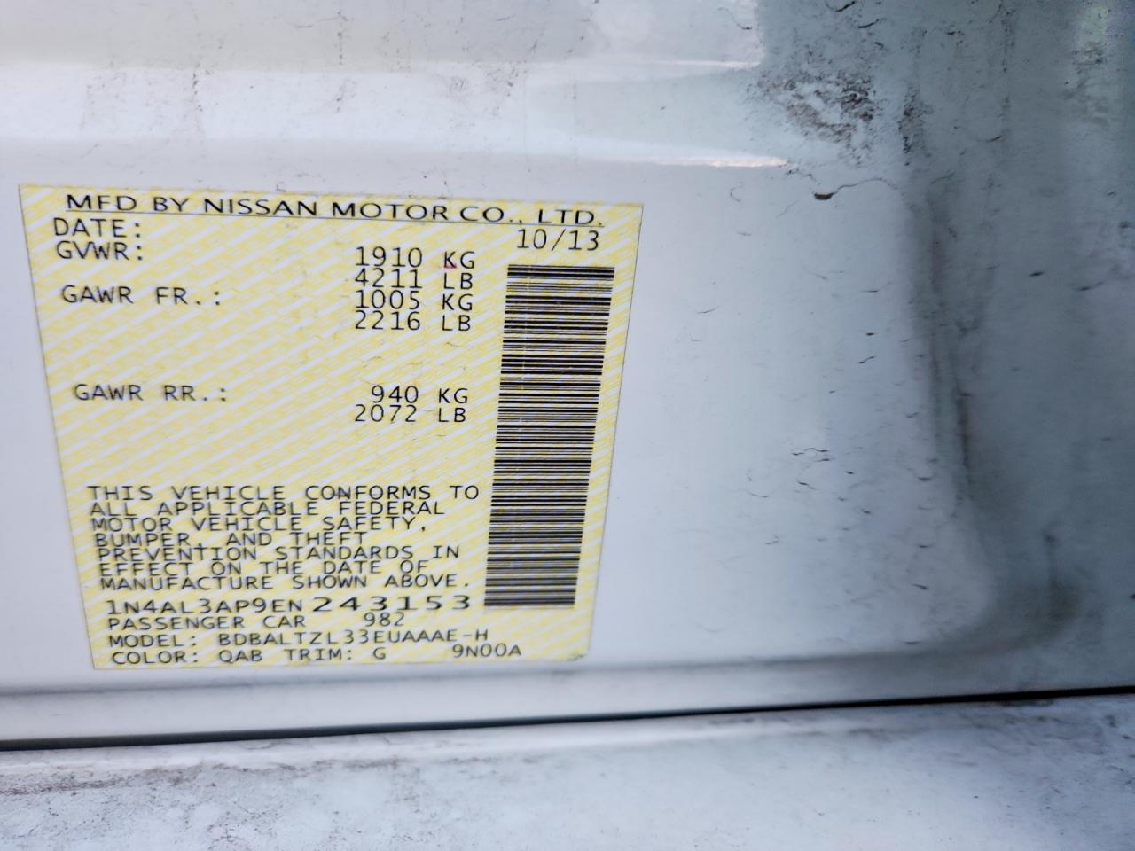 2014 NISSAN ALTIMA 2.5 photo 13