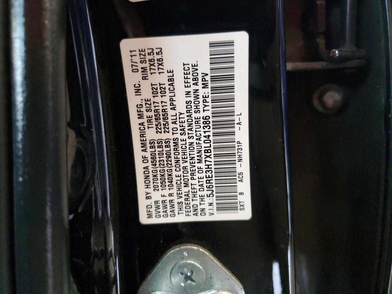 2011 HONDA CR-V EXL photo 13