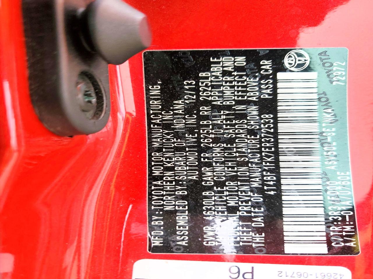 2014 TOYOTA CAMRY L photo 13
