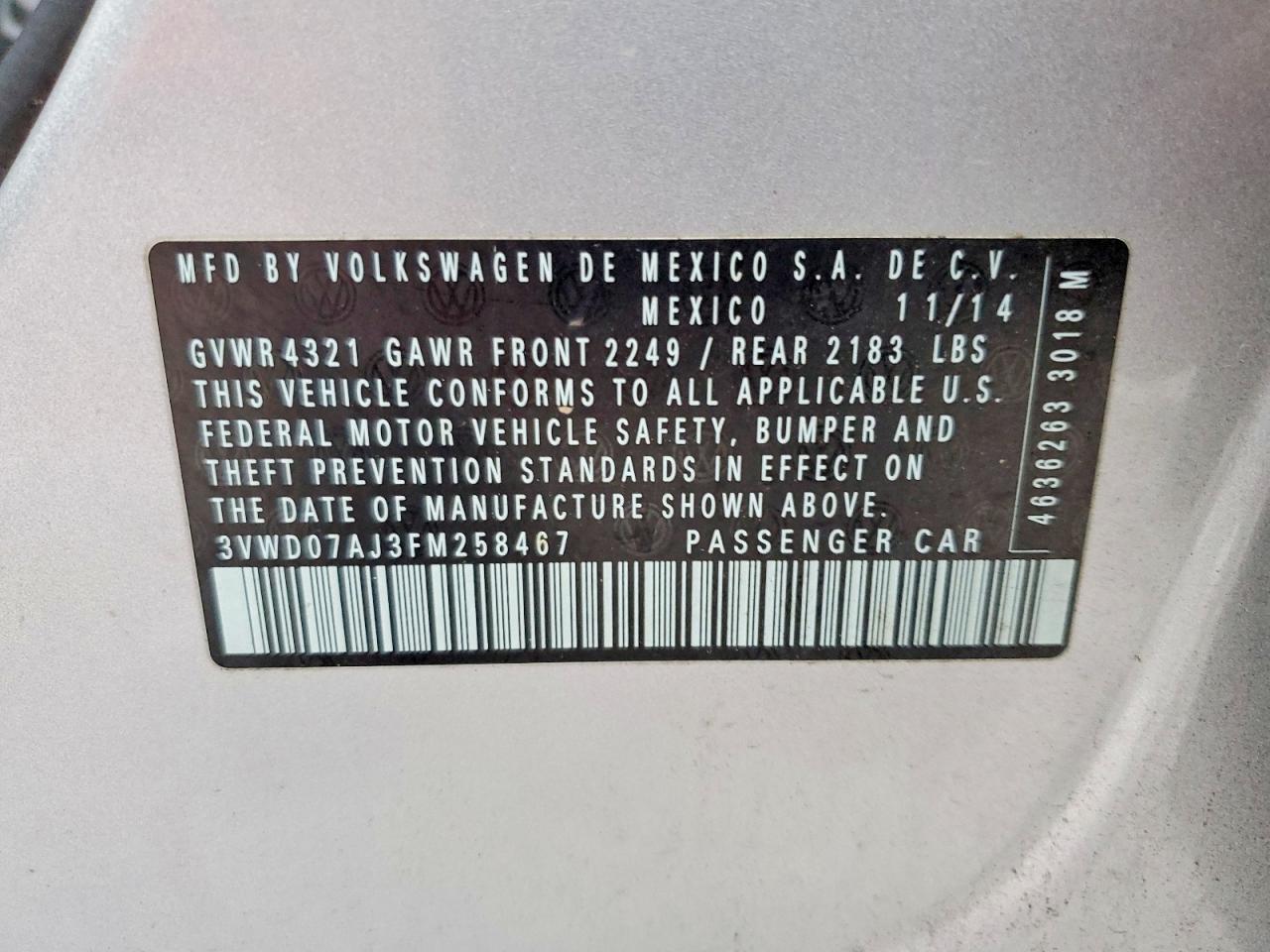 2015 VOLKSWAGEN JETTA SE photo 23
