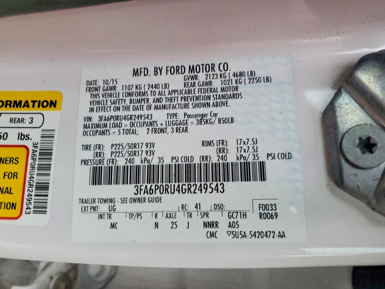 2016 FORD FUSION TITANIUM HEV photo 12