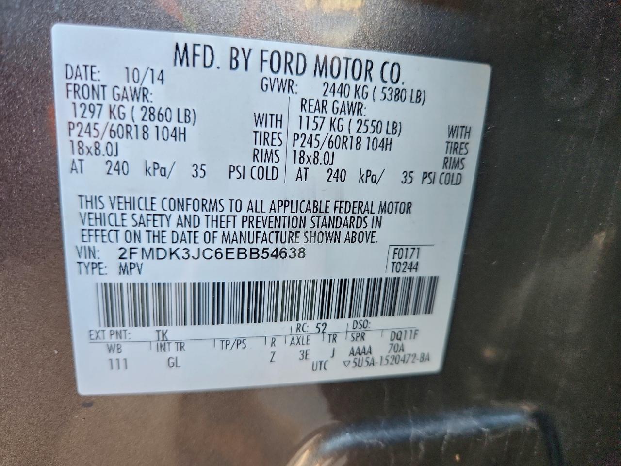 2014 FORD EDGE SEL photo 13