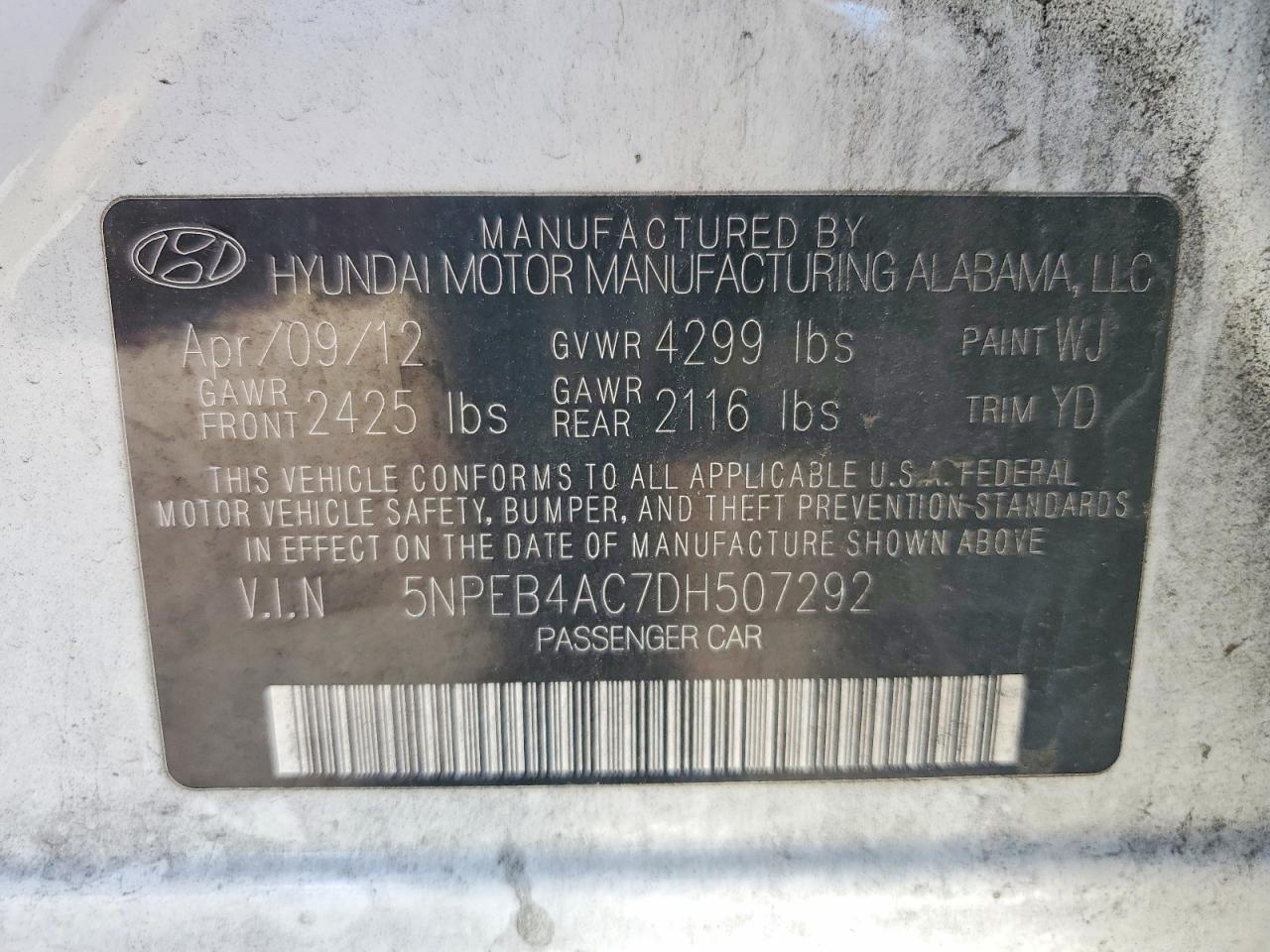 2013 HYUNDAI SONATA GLS photo 12