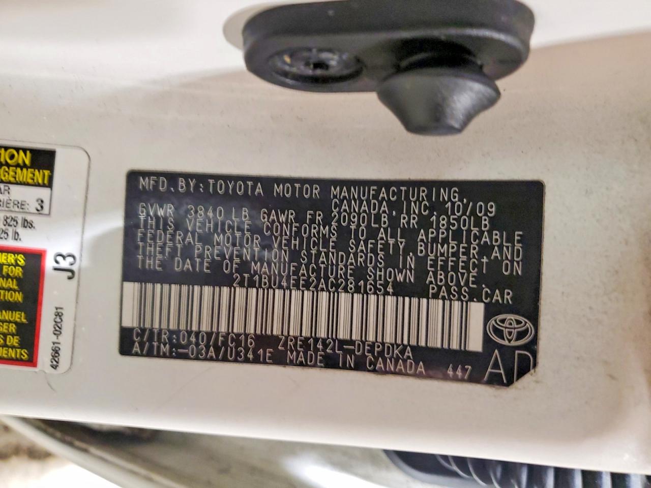 2010 TOYOTA COROLLA BASE photo 14