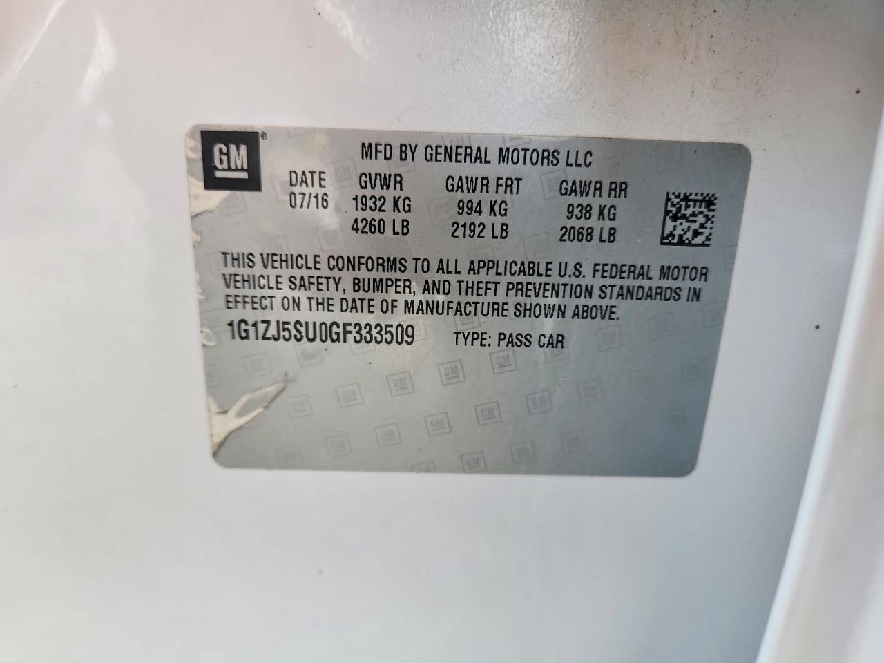 2016 CHEVROLET MALIBU HYBRID photo 12