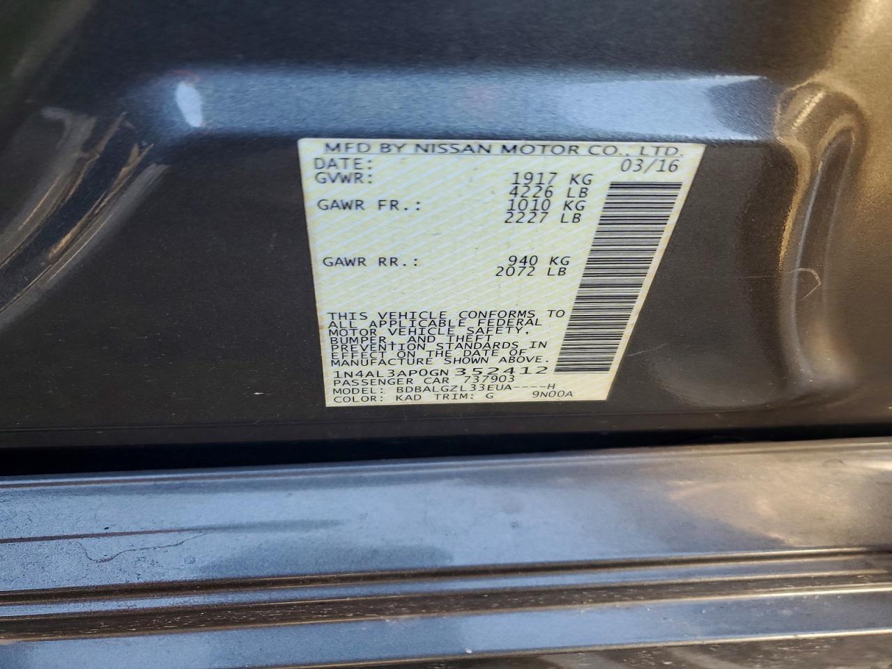 2016 NISSAN ALTIMA 2.5 S photo 13