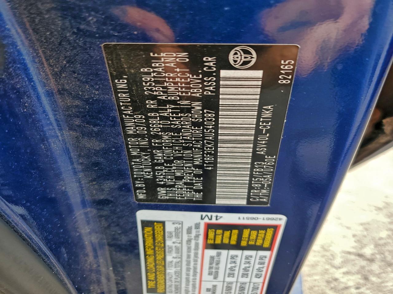 2010 TOYOTA CAMRY BASE photo 12