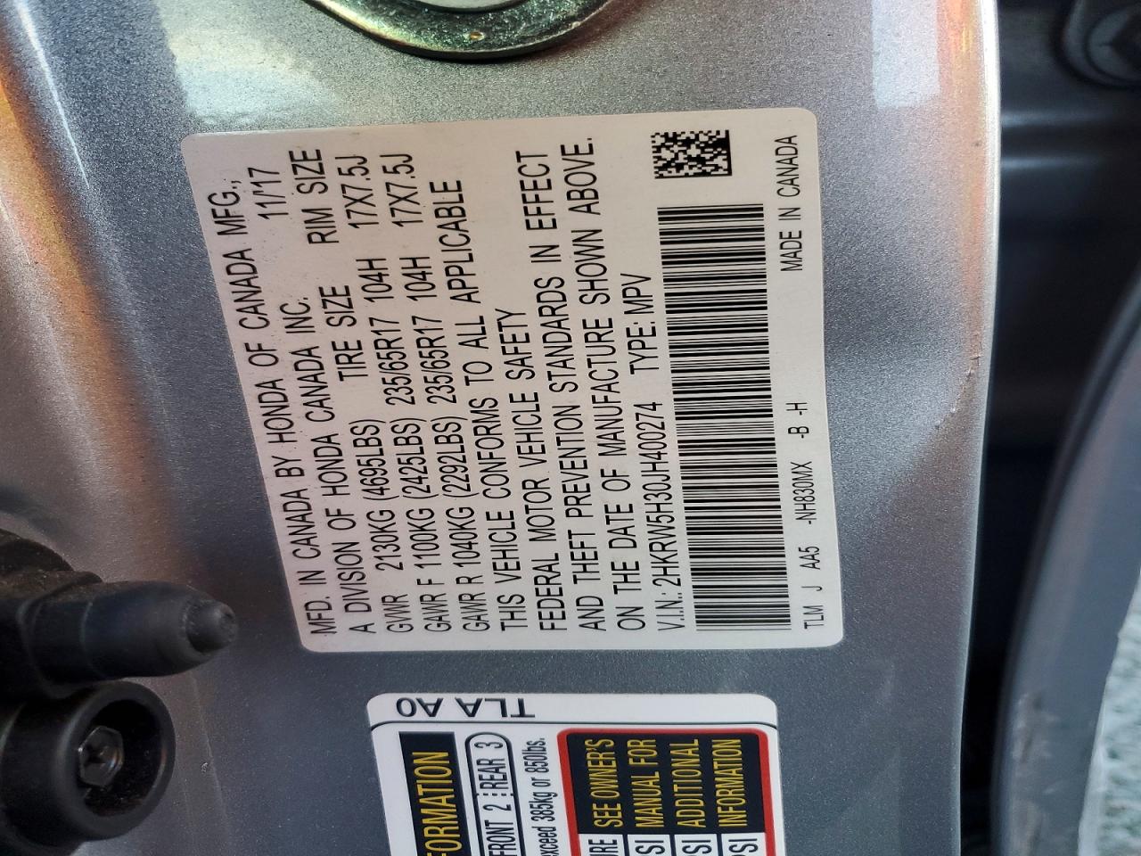 2018 HONDA CR-V LX photo 13
