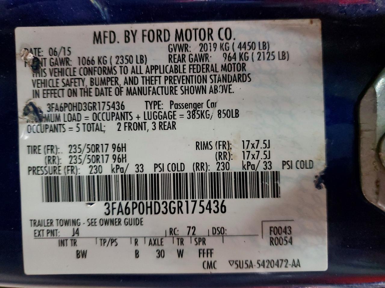 2016 FORD FUSION SE photo 12