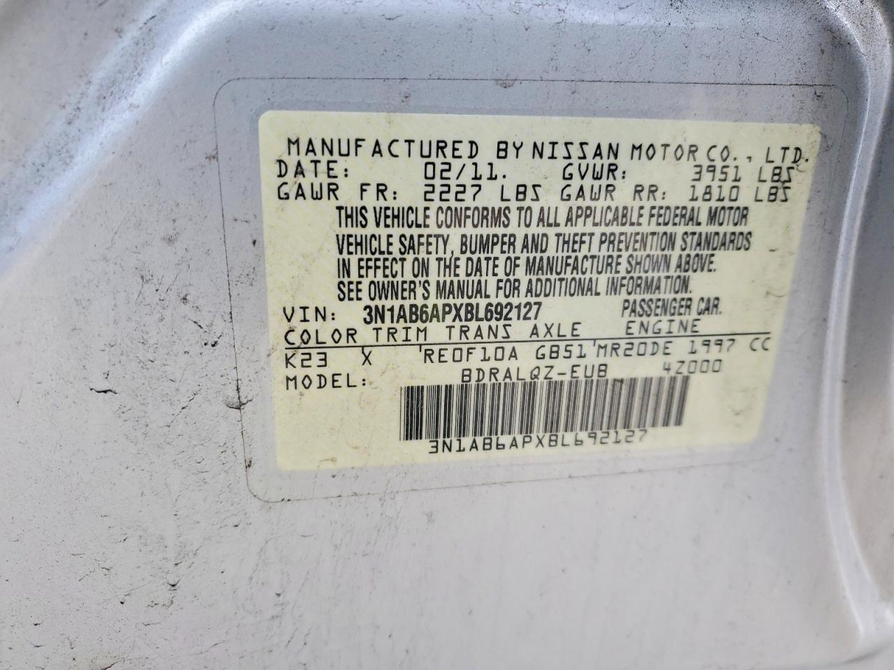 2011 NISSAN SENTRA 2.0 photo 12