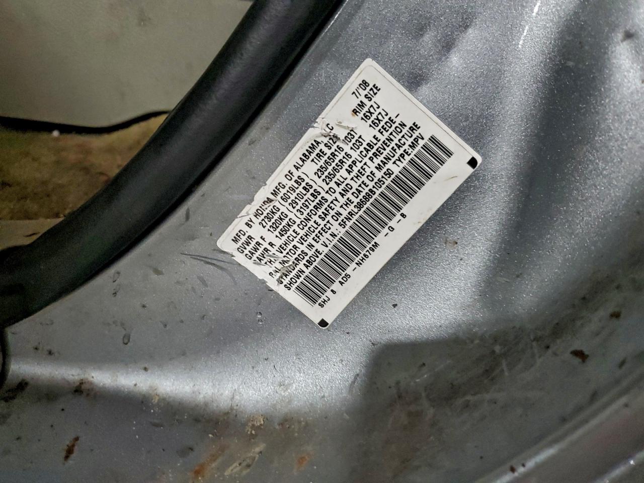 2008 HONDA ODYSSEY EXL photo 12