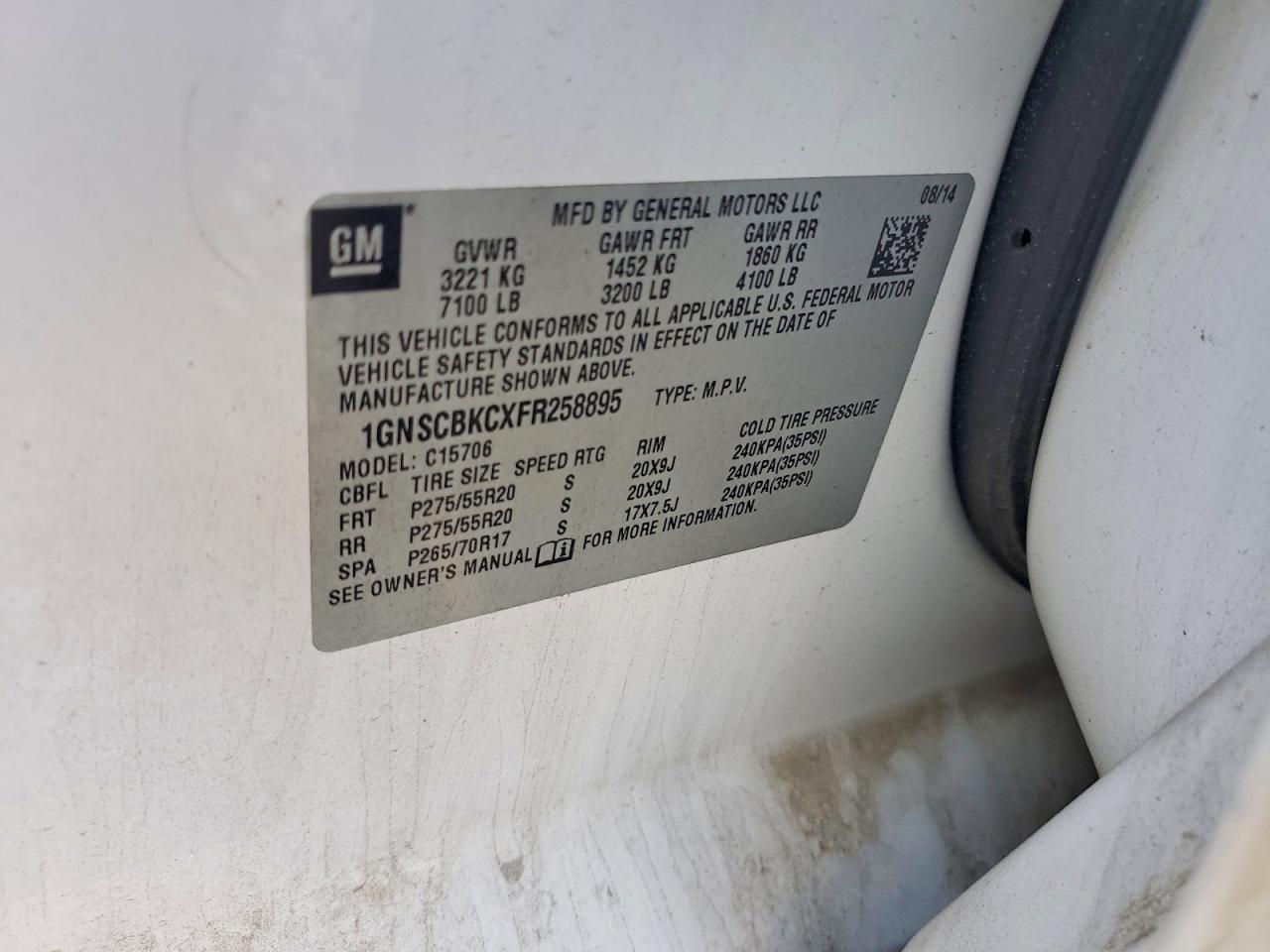 2015 CHEVROLET TAHOE C1500 LT photo 12