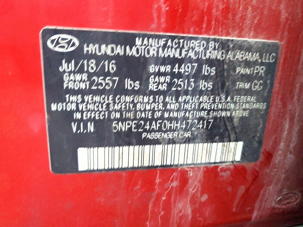 2017 HYUNDAI SONATA SE photo 13