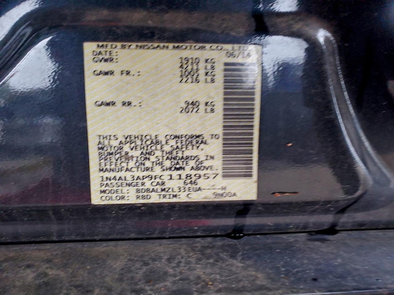 2015 NISSAN ALTIMA 2.5 photo 12