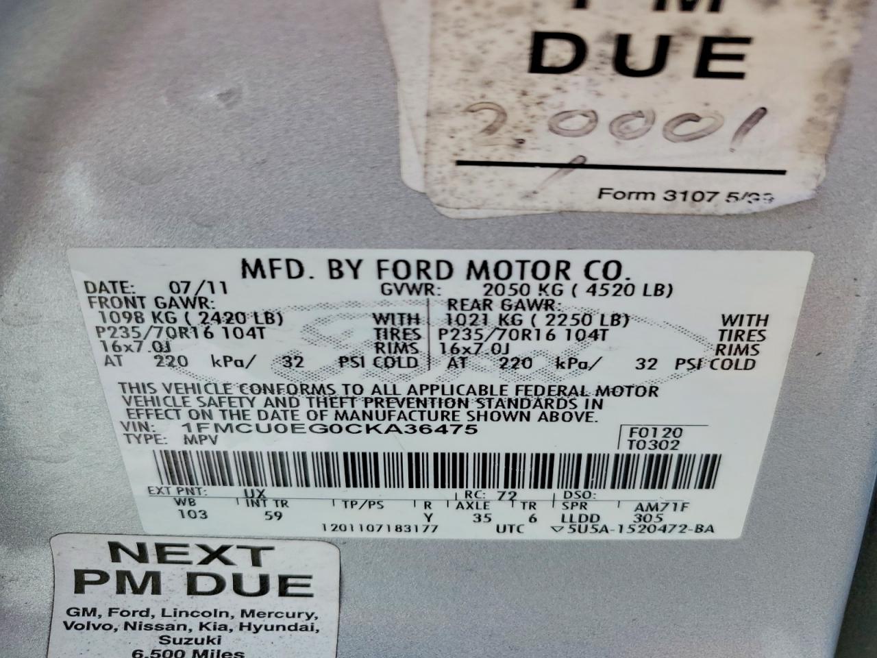 2012 FORD ESCAPE LIMITED photo 14