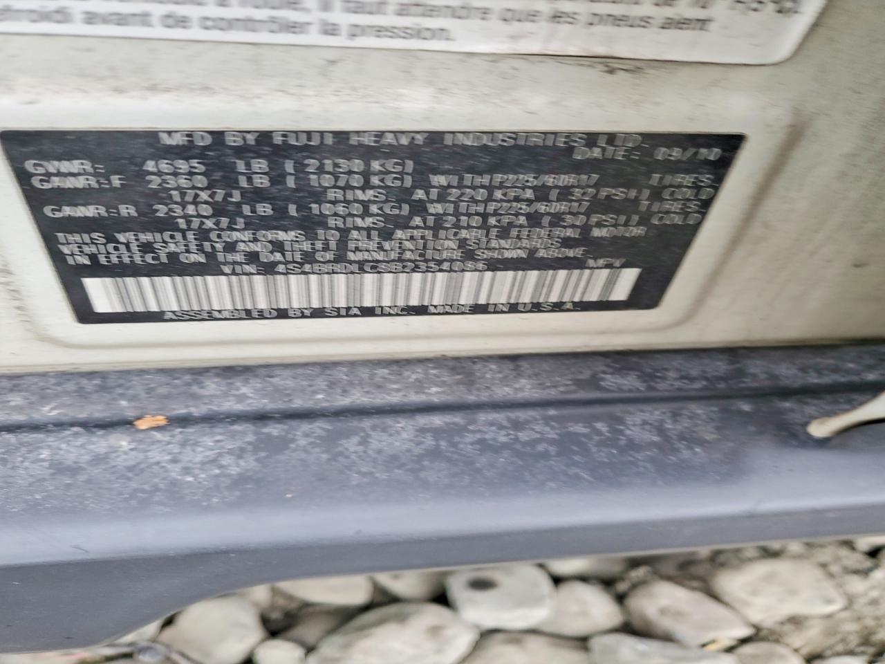 2011 SUBARU OUTBACK 3.6R LIMITED photo 12
