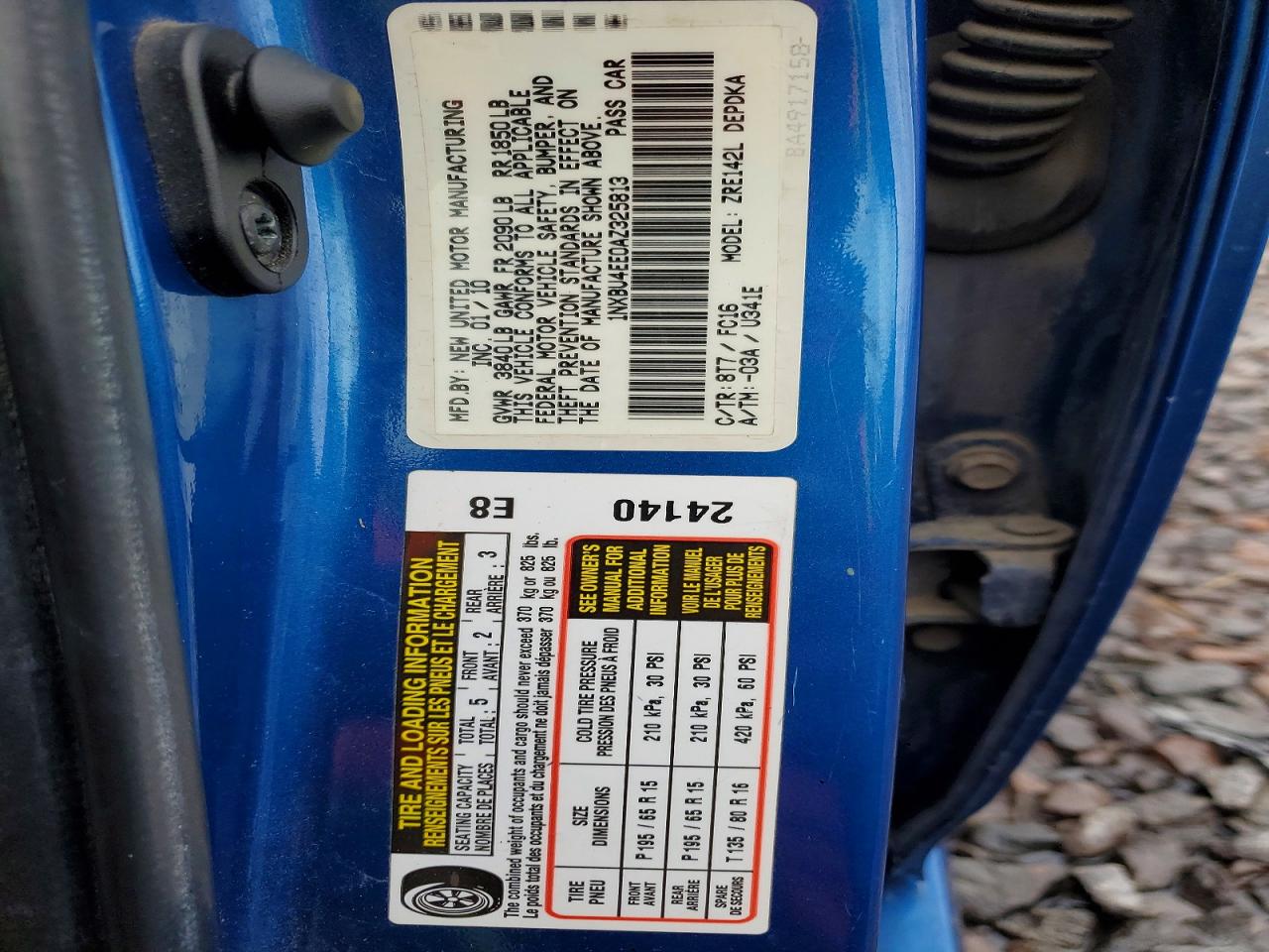2010 TOYOTA COROLLA BASE photo 12
