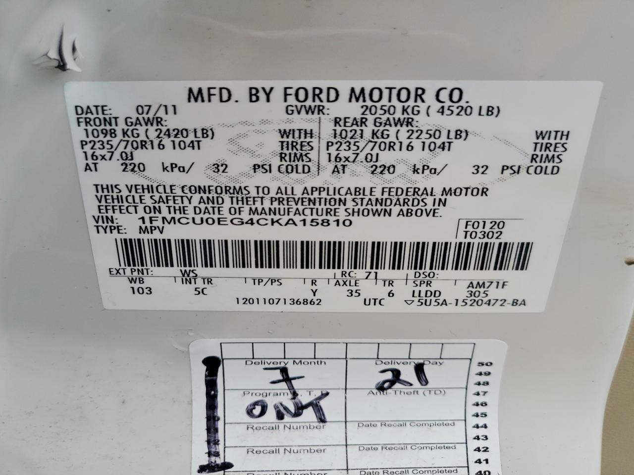 2012 FORD ESCAPE LIMITED photo 13