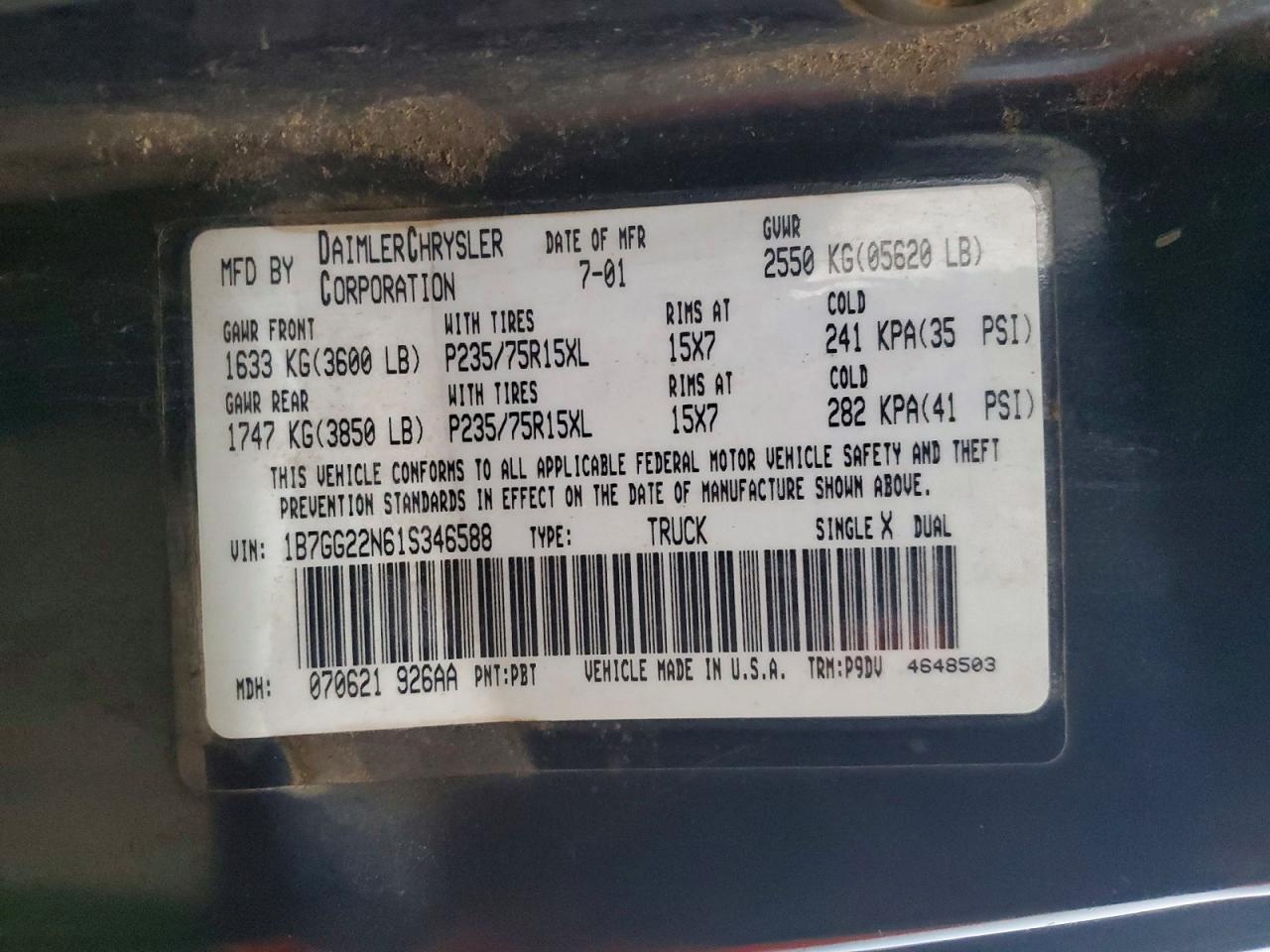 2001 DODGE DAKOTA photo 12
