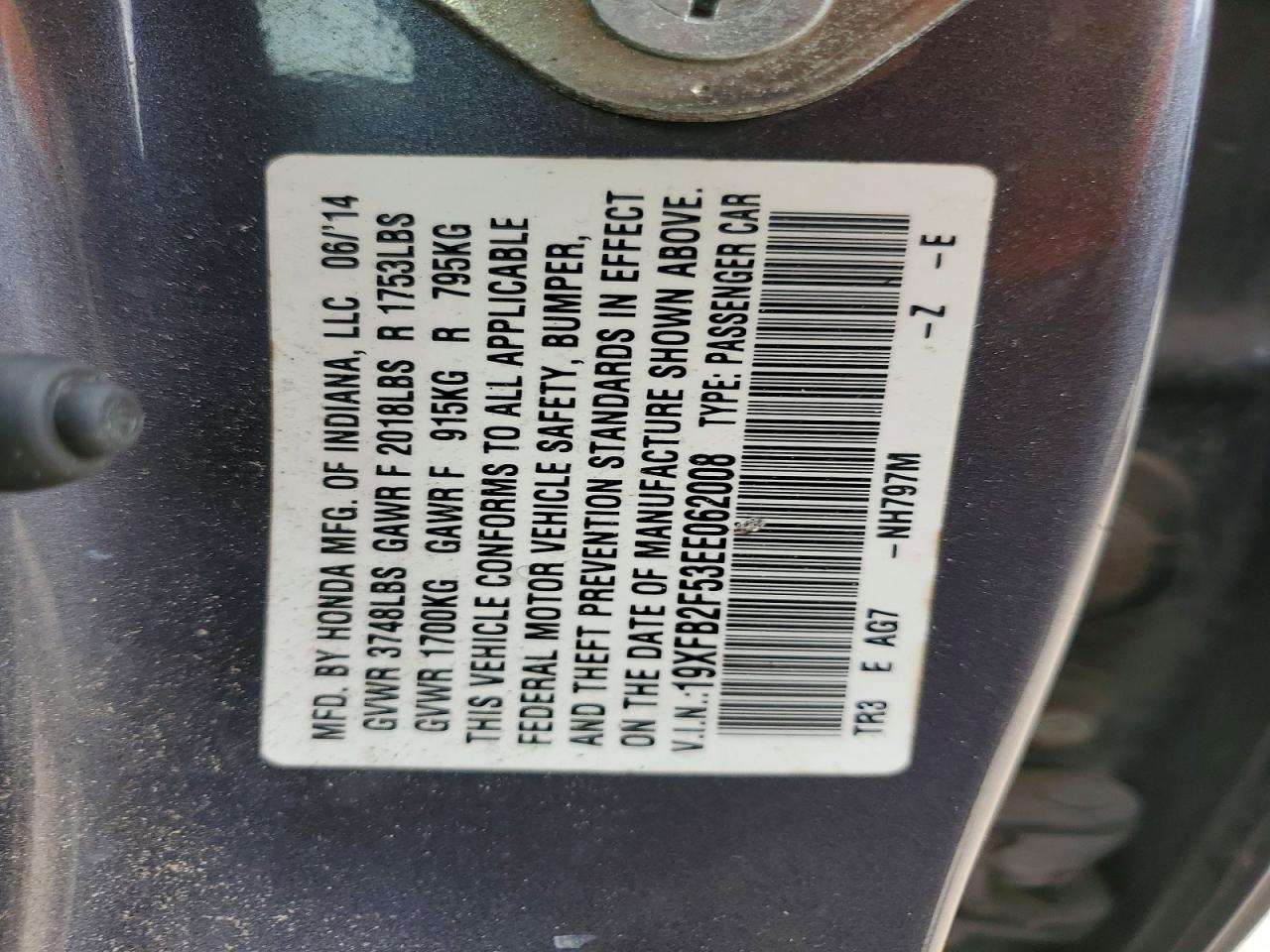 2014 HONDA CIVIC LX photo 23