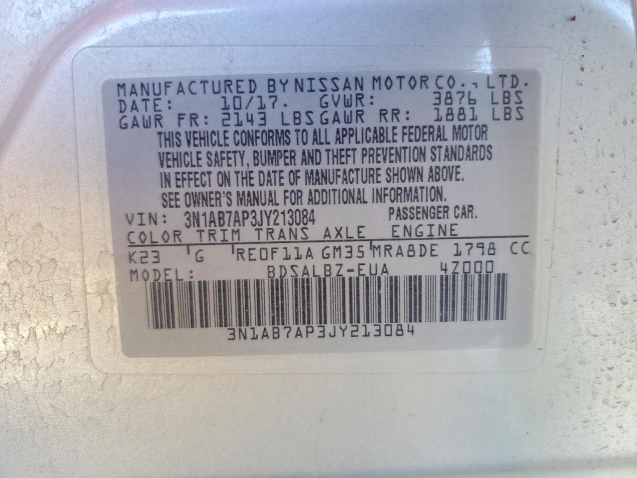 2018 NISSAN SENTRA S photo 13