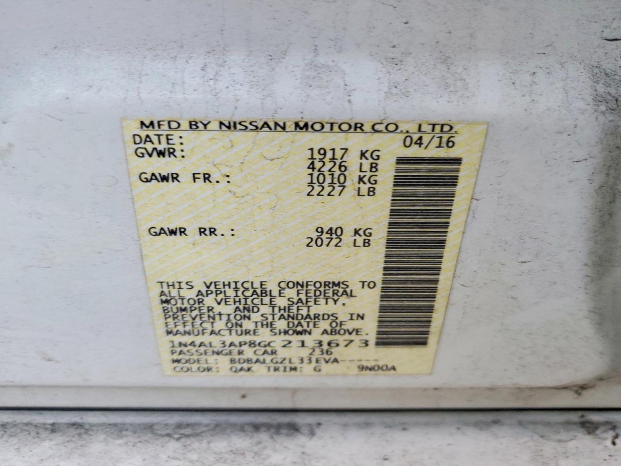 2016 NISSAN ALTIMA 2.5 photo 23