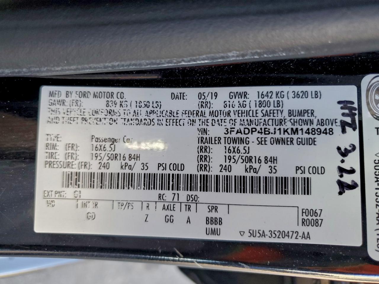 2019 FORD FIESTA SE photo 12