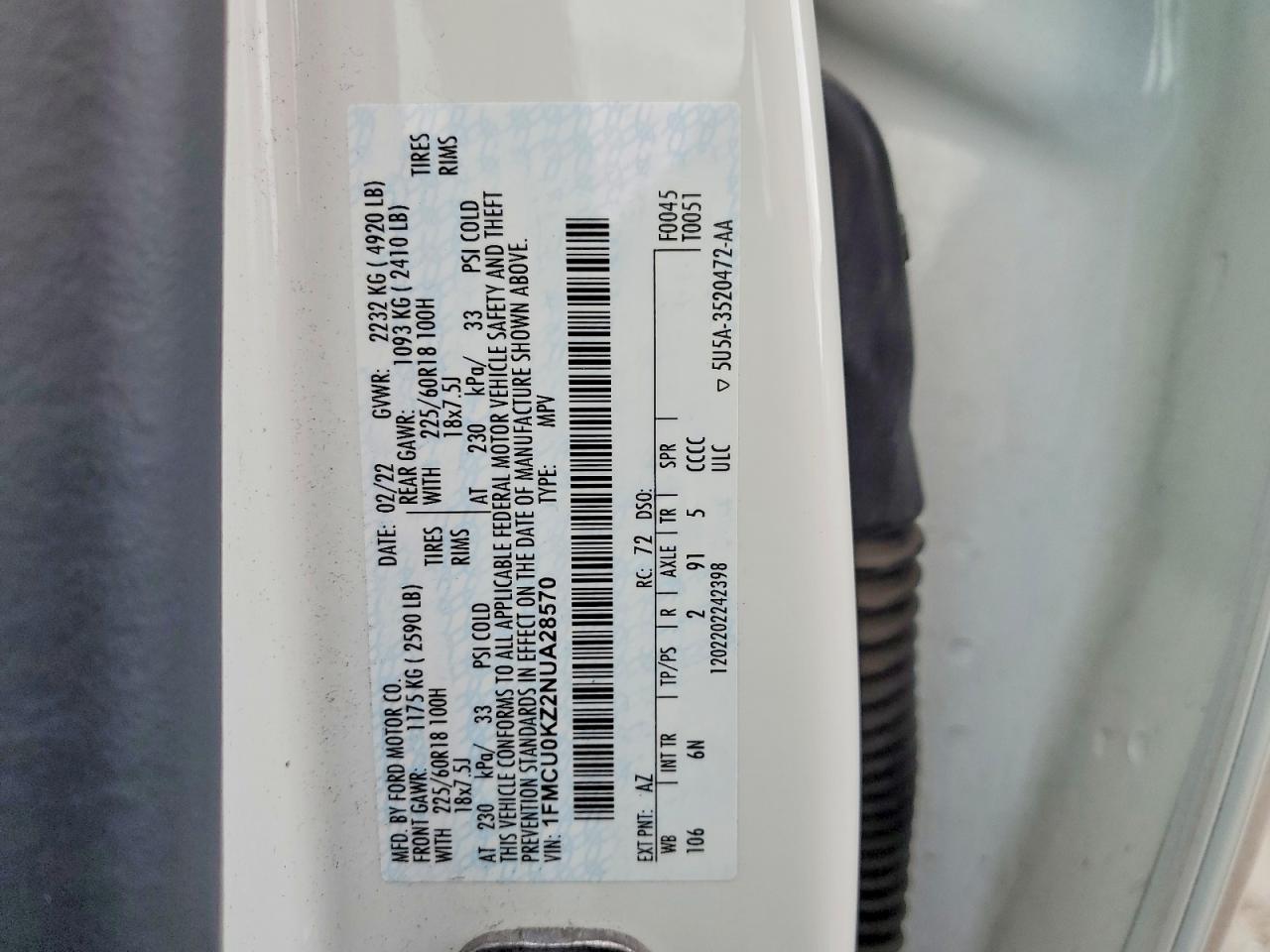 2022 FORD ESCAPE SEL photo 12