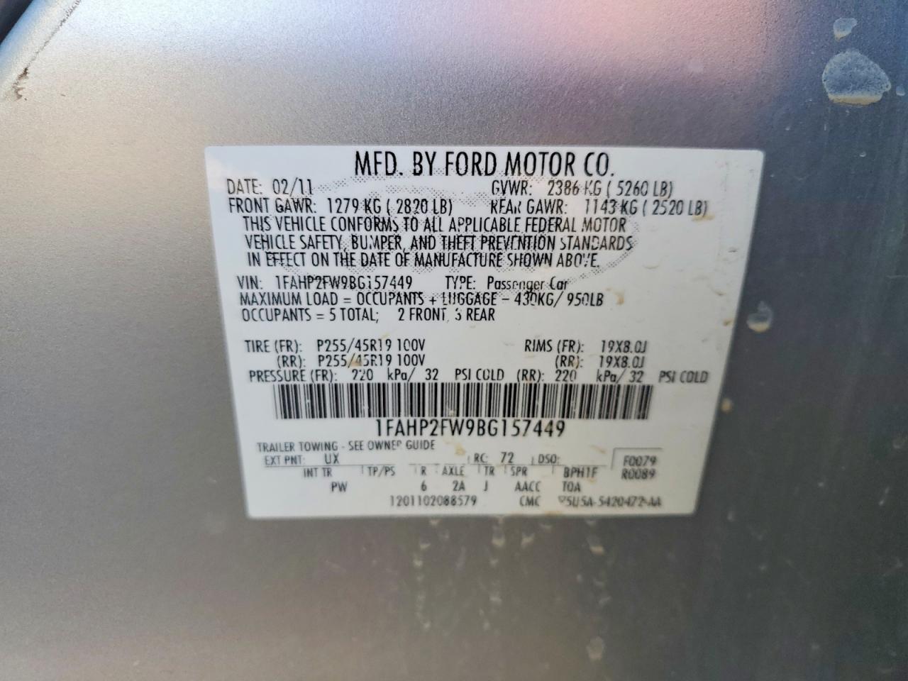 2011 FORD TAURUS LIMITED photo 12