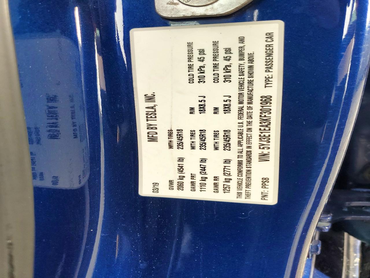 2019 TESLA MODEL 3 photo 12