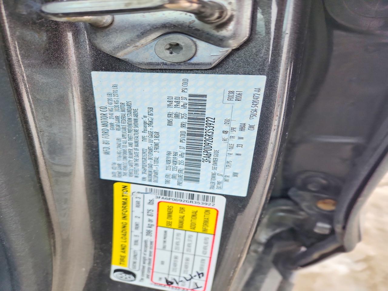 2016 FORD FUSION TITANIUM photo 12