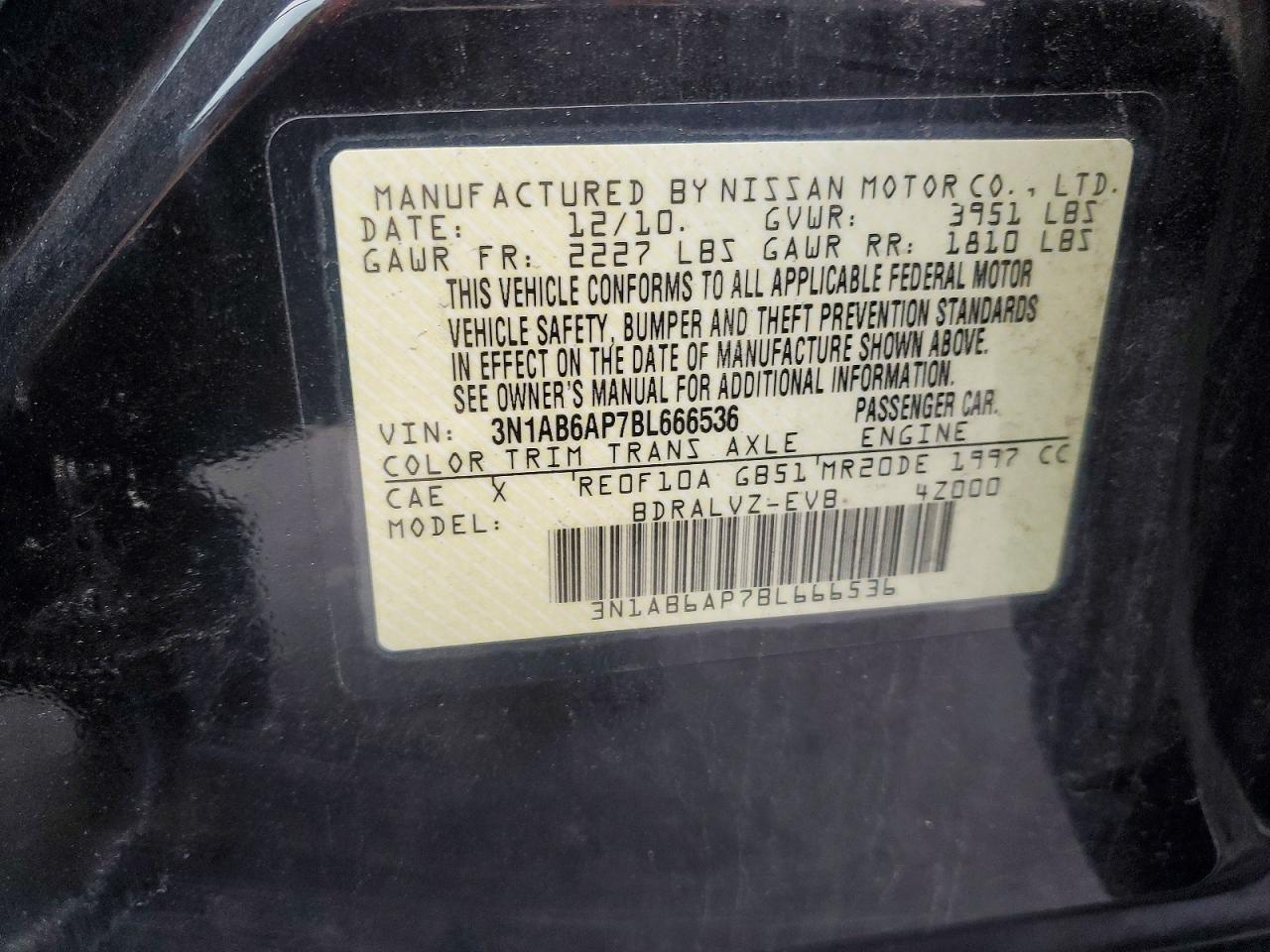 2011 NISSAN SENTRA 2.0 photo 12
