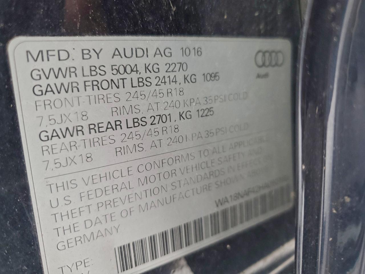 2017 AUDI A4 ALLROAD PREMIUM PLUS photo 12