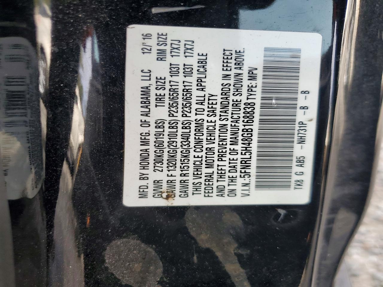 2016 HONDA ODYSSEY EX photo 12