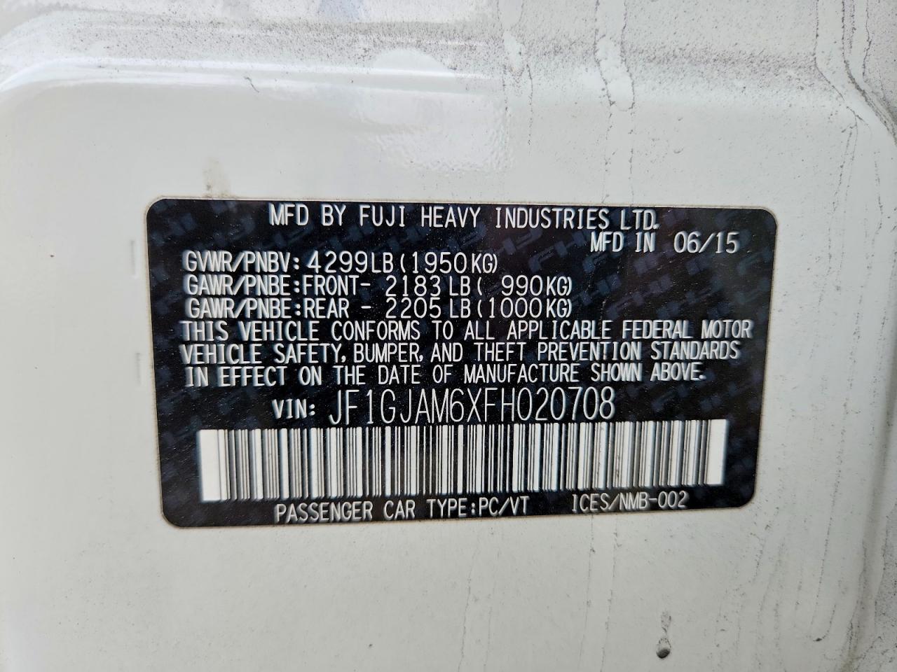 2015 SUBARU IMPREZA LIMITED photo 12