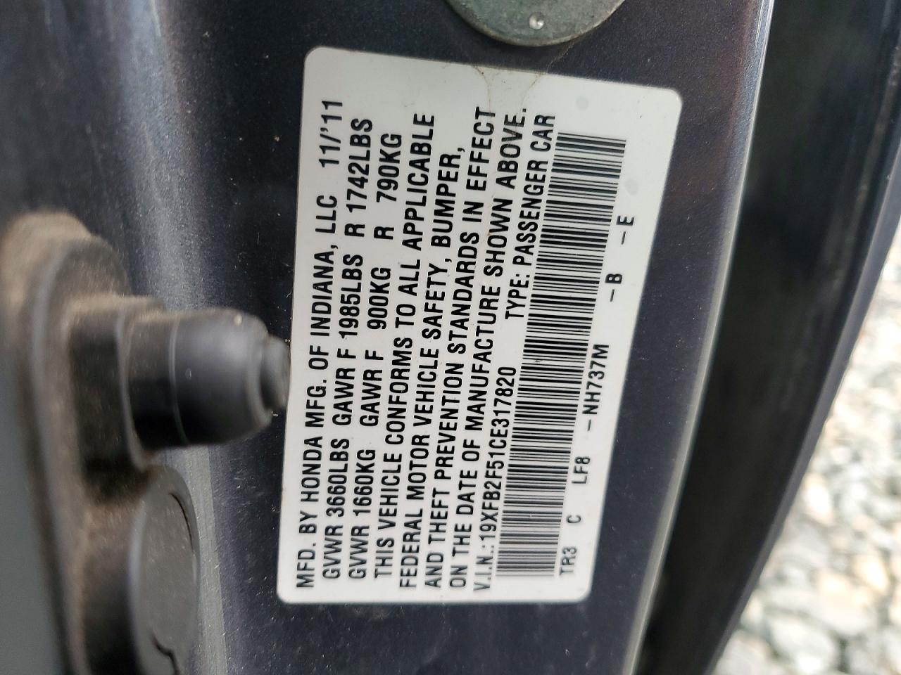 2012 HONDA CIVIC LX photo 12