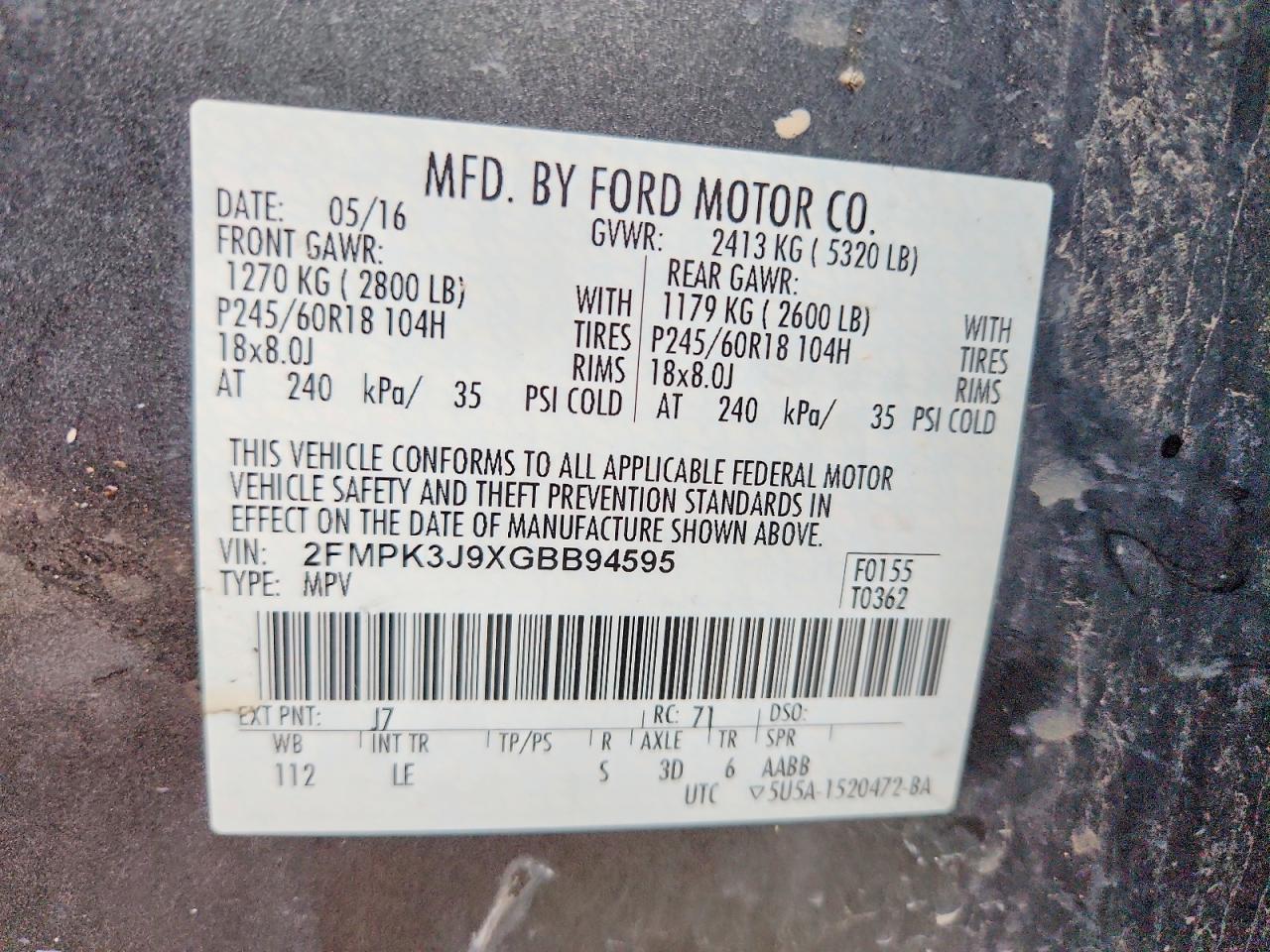 2016 FORD EDGE SEL photo 13