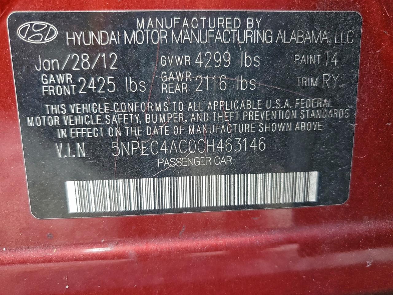 2012 HYUNDAI SONATA SE photo 12